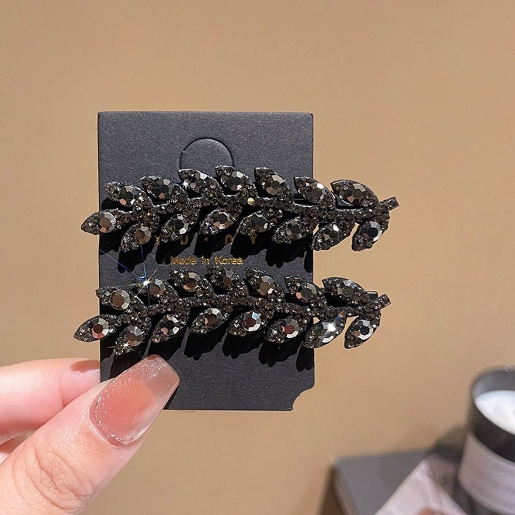 Sparkling Leaf Hair Clips