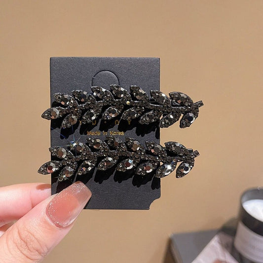 Sparkling Leaf Hair Clips