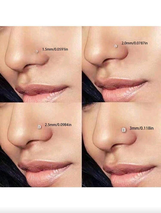 4pcs 1.5/2/2.5/3mm Shiny Cubic Zirconia Nose Piercing Jewelry