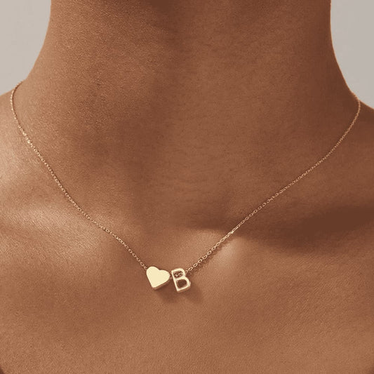 Heart Initial Charm Latter "B" Necklace