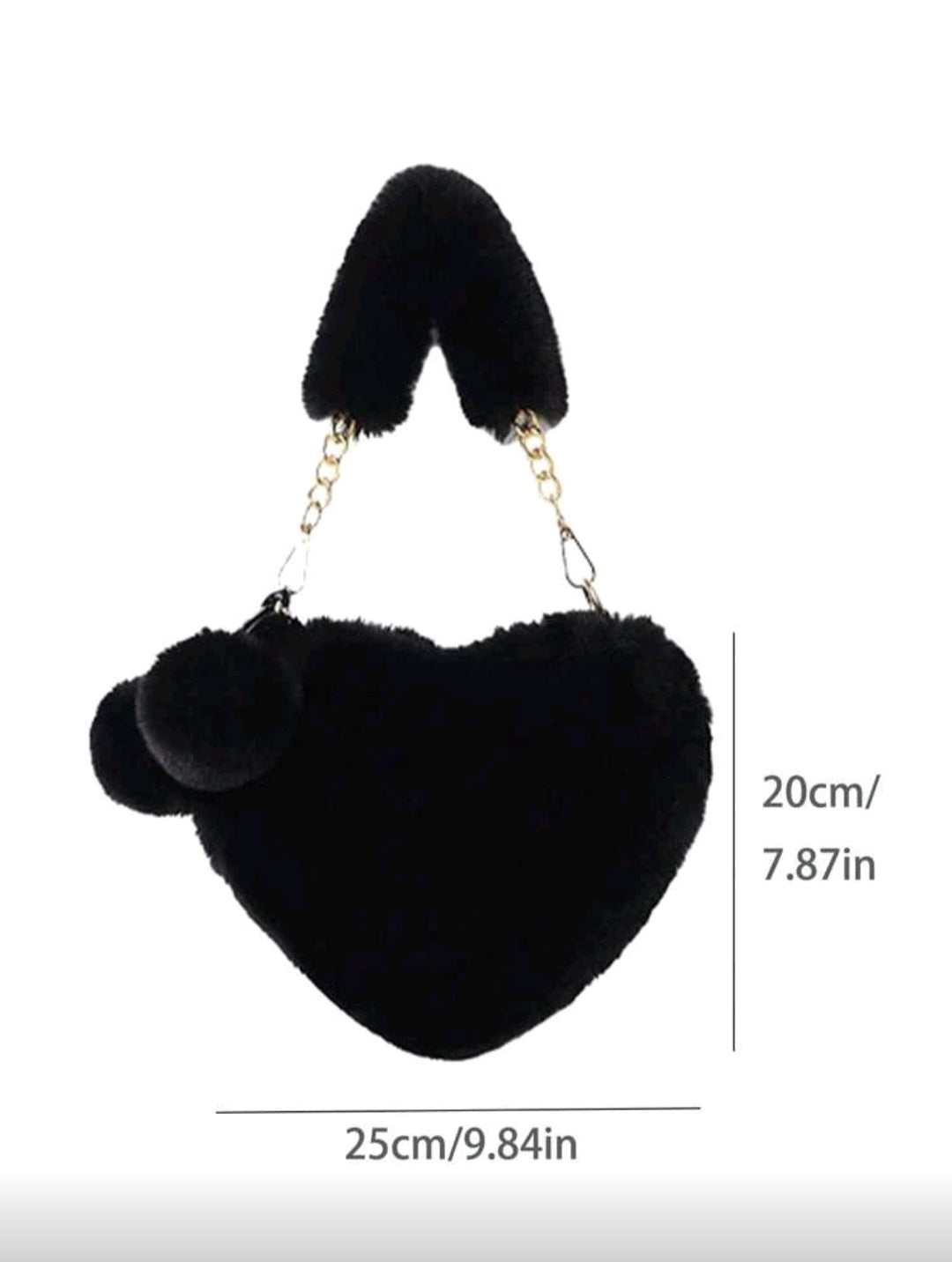 Furry Purse Heart Shaped Fluffy Handbag