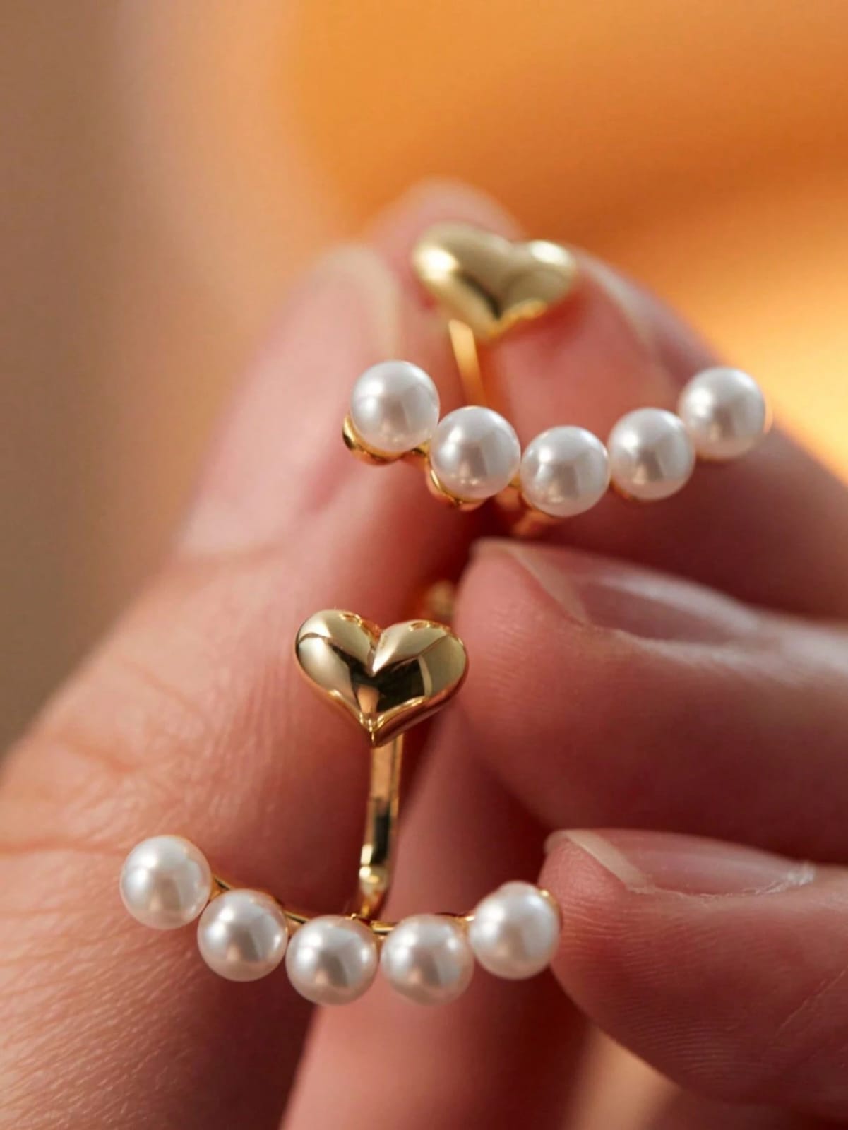 Petite Heart Pearl Stud Earrings