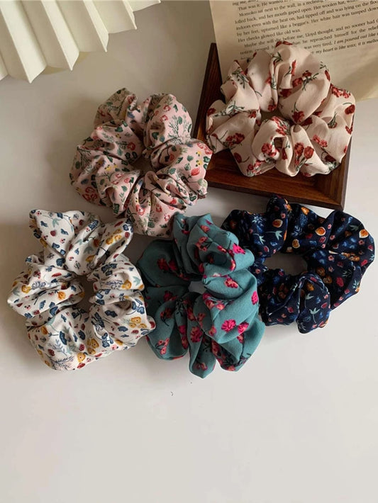 5pcs Women's 3.54in Ditsy Floral Scrunchies