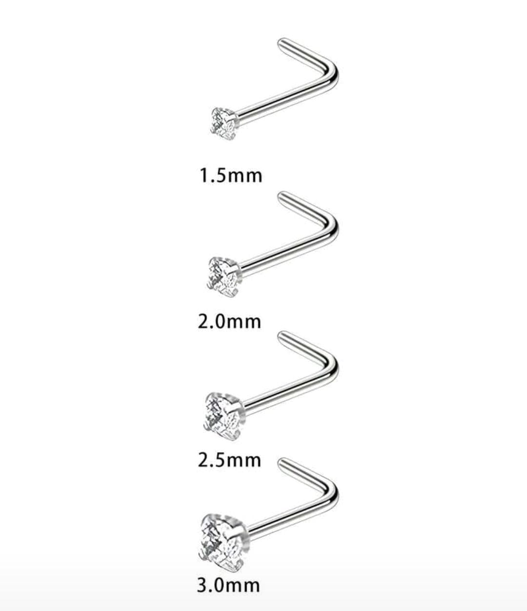 4pcs 1.5/2/2.5/3mm Shiny Cubic Zirconia Nose Piercing Jewelry