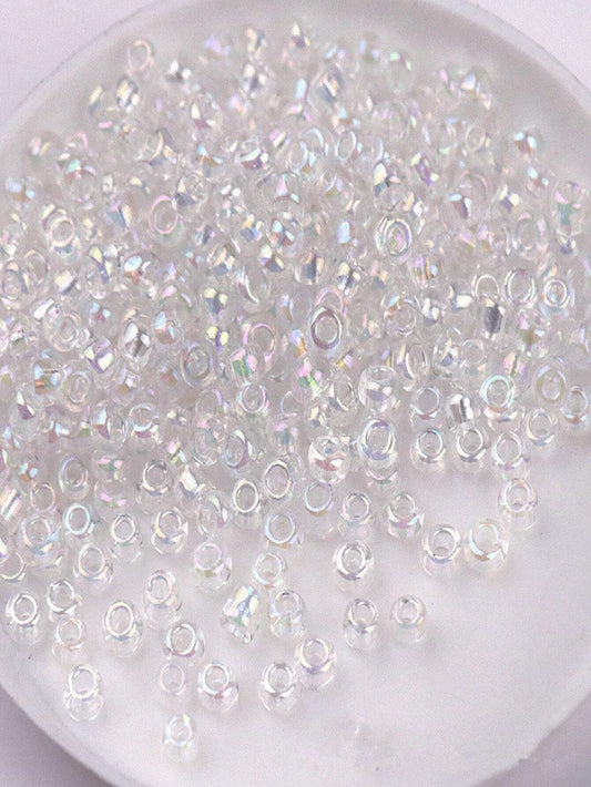 10g/4mm Multisize Glass Beads With Holographic Effect