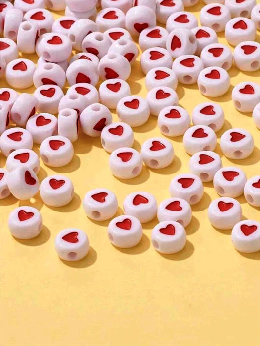 100pcs Acrylic Heart Shaped Beads