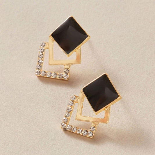 Onyx Square Geometric Earrings