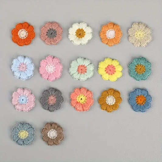 50pcs 1.8cm assorted cute korean style embroidered flowers