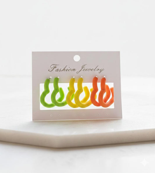 Citrus Twist Hoop Earrings Set