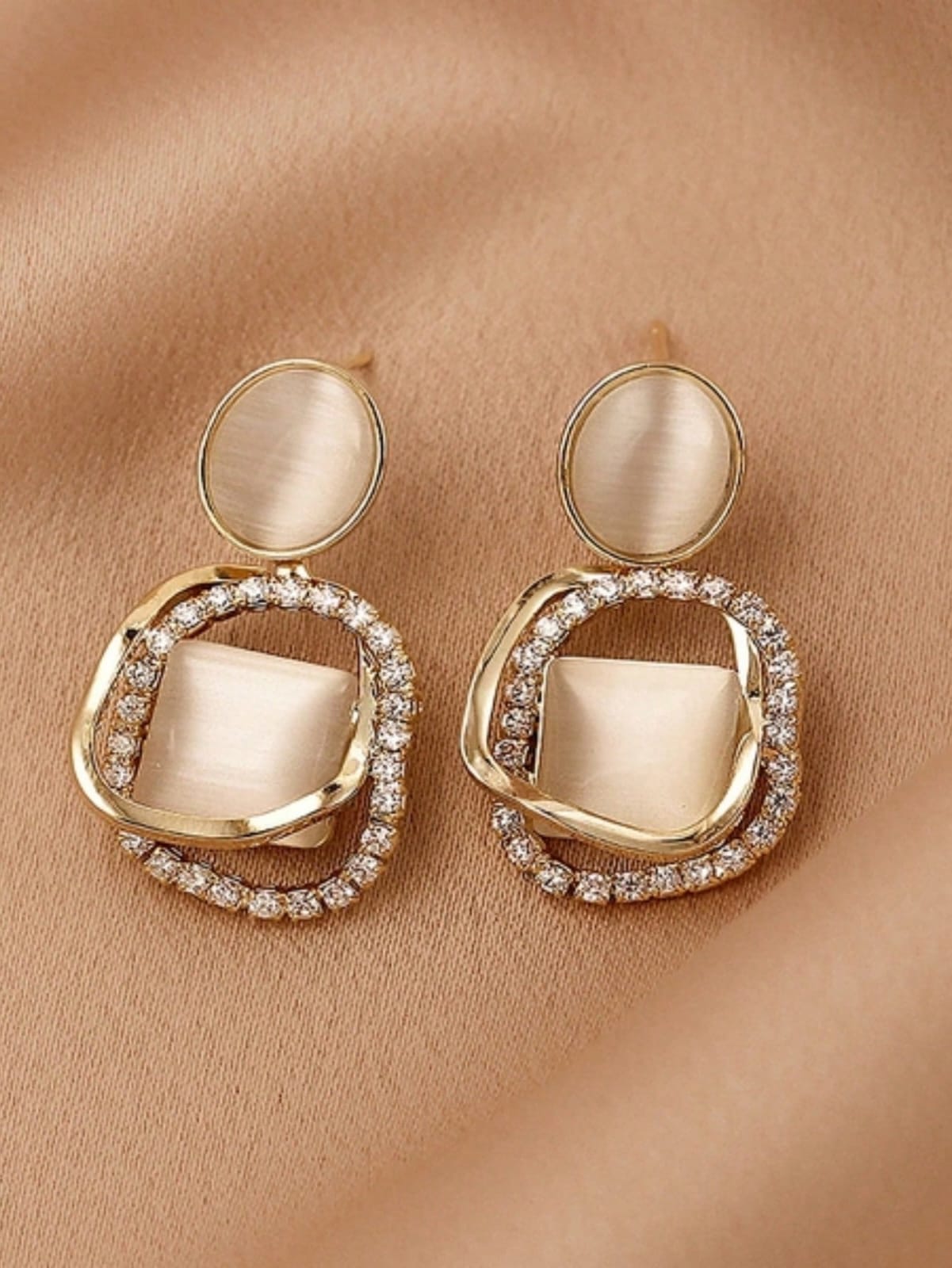 Rhinestone Decor Drop Earrings
