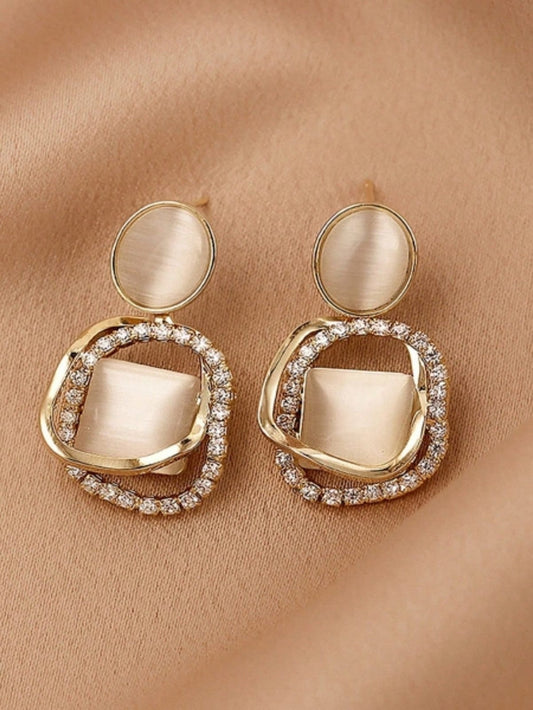 Rhinestone Decor Drop Earrings