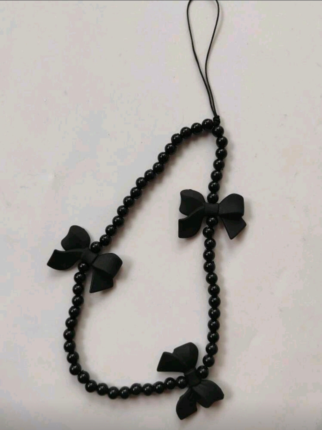 Black Minimalist Handmade Beaded Bow Lanyard